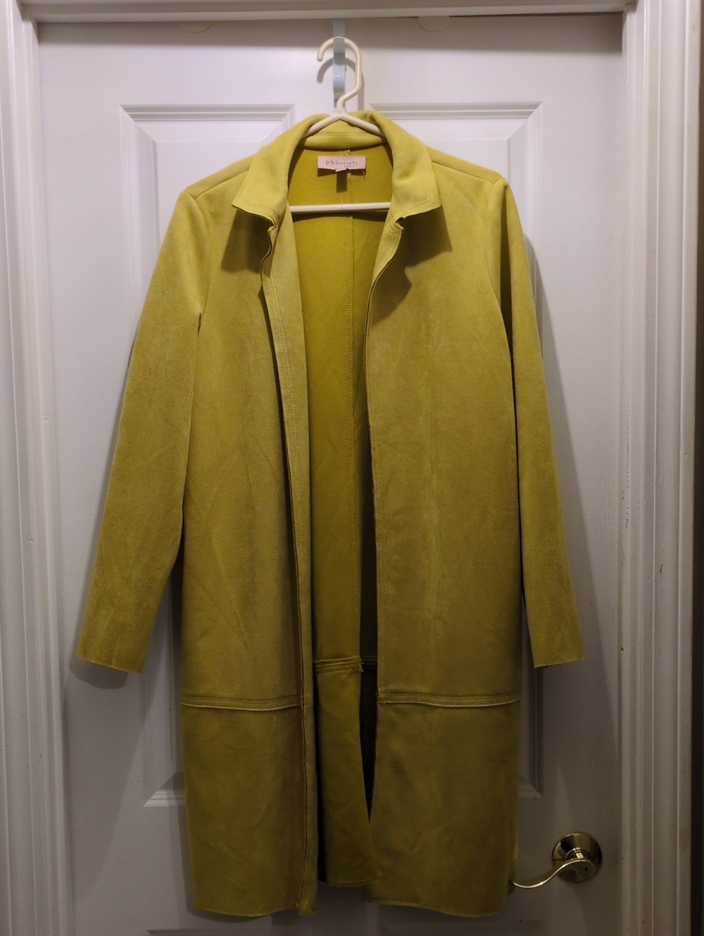 Philosophy Chartreuse Open Front Trench Coat